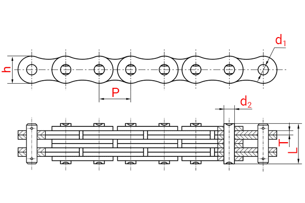 Схема - Пластинчатые цепи ГОСТ 23540-79 тип 5