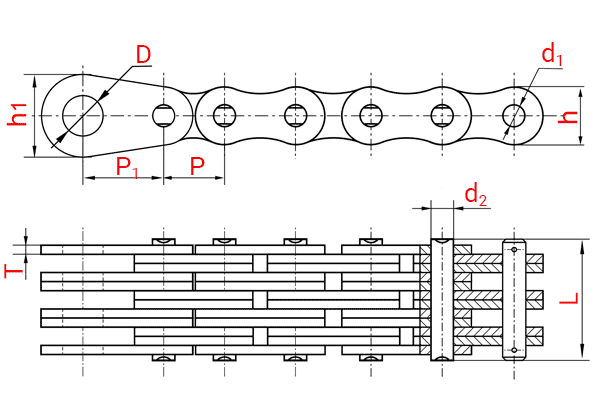 Схема - Пластинчатые цепи ГОСТ 23540-79 тип 6