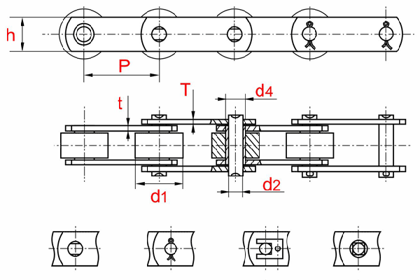 Схема - Тяговые катковые цепи М, МС ГОСТ 588-81