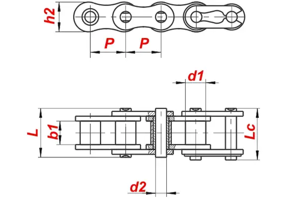 Схема — Приводная роликовая однорядная цепь ПР-38,1-127 ГОСТ 13568-97 (2017)