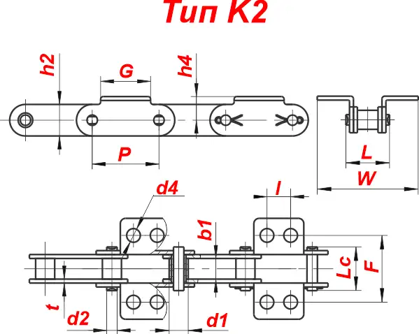 картинка Цепь C232A-K2 от магазина «Приводные цепи»