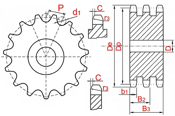 картинка Звёздочка 06B-3A от магазина «Приводные цепи»