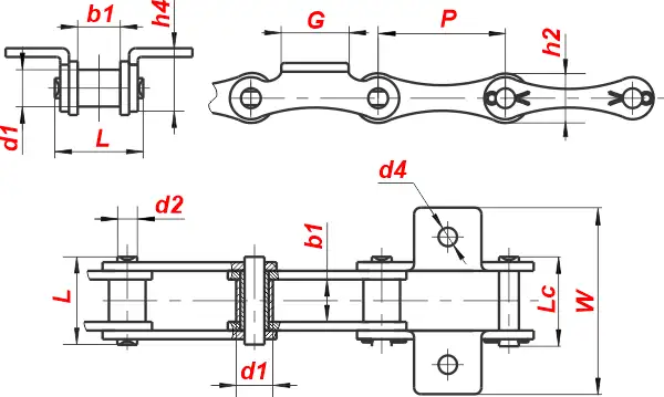 картинка Цепь 2040-K1 от магазина «Приводные цепи»