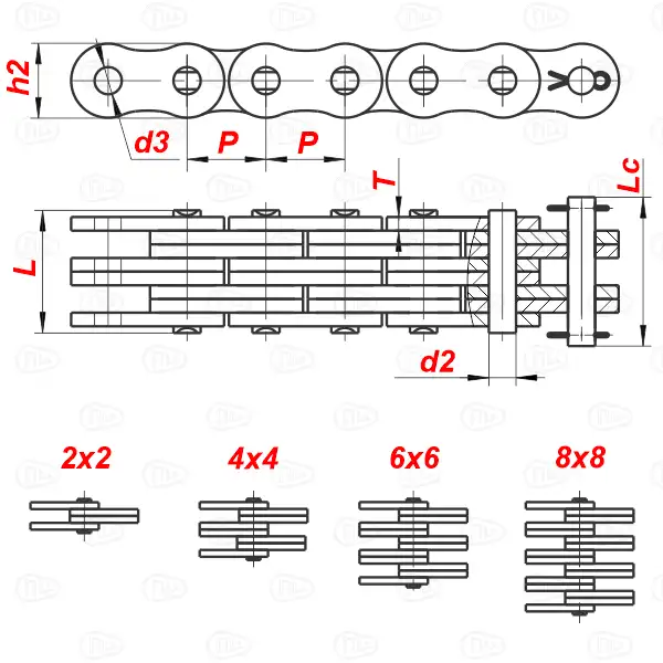 картинка Цепь П-50,8-710-3-3 от магазина «Приводные цепи»