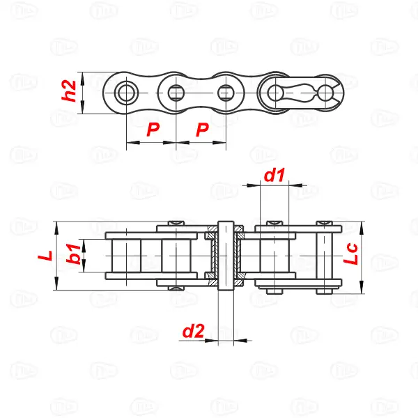 Схема — Приводная роликовая однорядная цепь ПР-8-4,6 ГОСТ 13568-97 (2017)