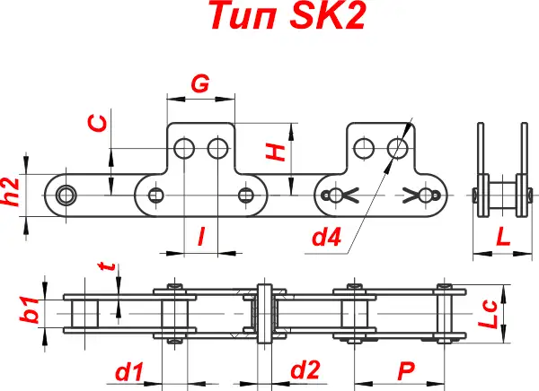 картинка Цепь C2080H-SK2 от магазина «Приводные цепи»