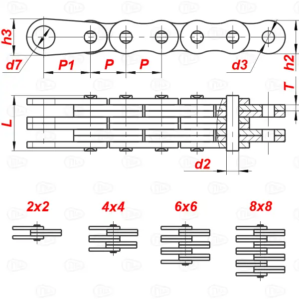 картинка Цепь П-50,8-710-2-3 от магазина «Приводные цепи»
