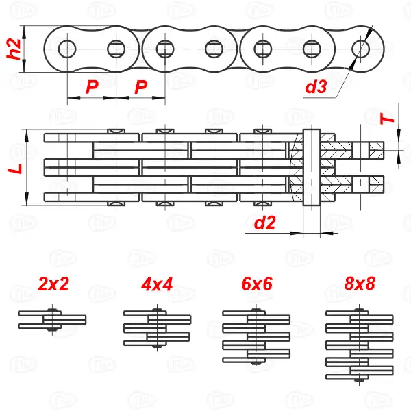 картинка Цепь П-12,7-40-1-2 от магазина «Приводные цепи»