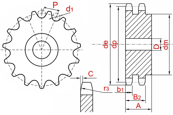 картинка Звёздочка 06B-2B от магазина «Приводные цепи»