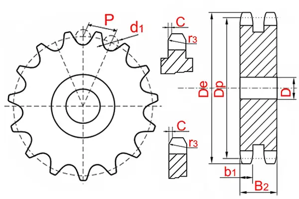 картинка Звёздочка 06B-2A от магазина «Приводные цепи»