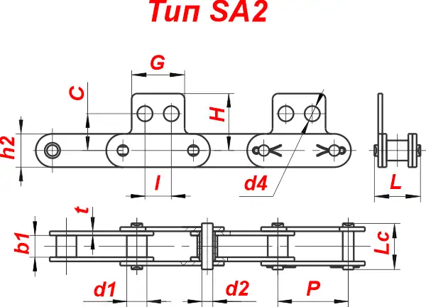 картинка Цепь C208B-SA2 от магазина «Приводные цепи»