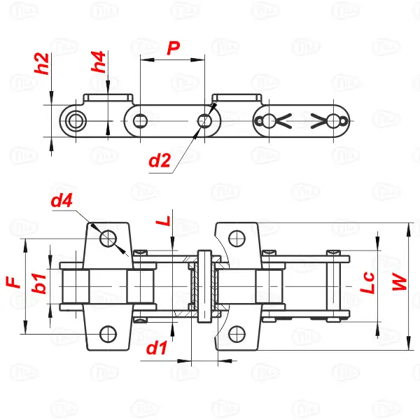 Схема — Транспортёрная цепь ТРД-31,75-2300-1-2-6-Т ГОСТ 4267-78 Тип 1