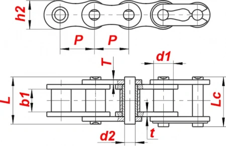 картинка Цепь 32BHF1 от магазина «Приводные цепи»