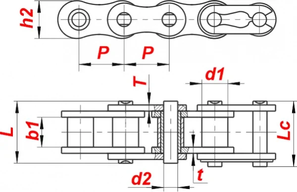 картинка Цепь 32BHF1 от магазина «Приводные цепи»