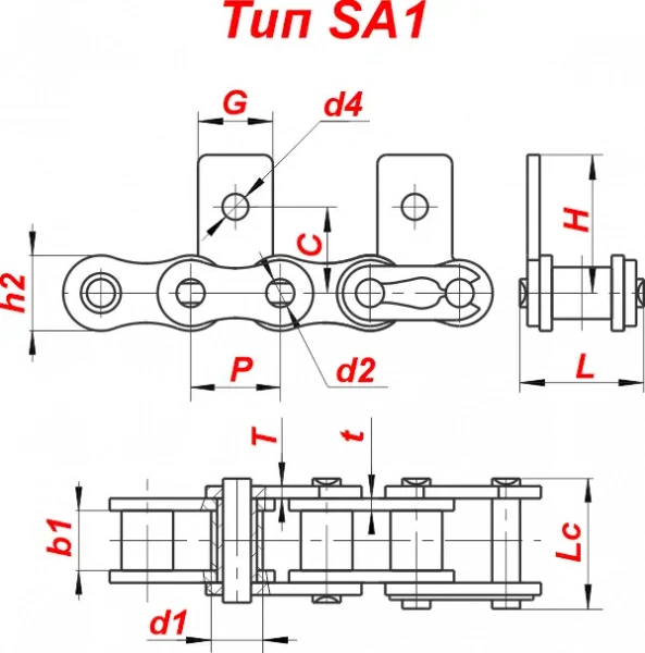 картинка Цепь 06C-SA1 от магазина «Приводные цепи»