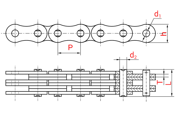 Схема - Пластинчатые цепи ГОСТ 23540-79 тип 3